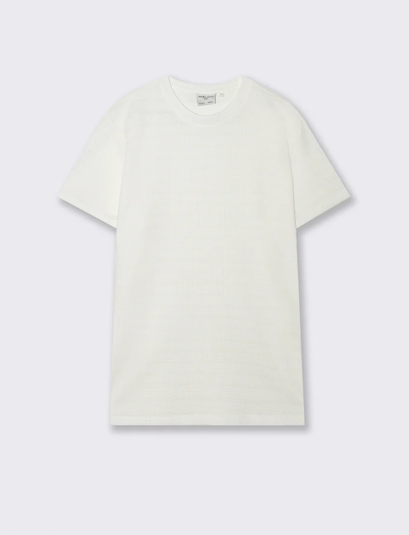 T-SHIRT IN WAFFLE JACQUARD REGULAR FIT - Bianco