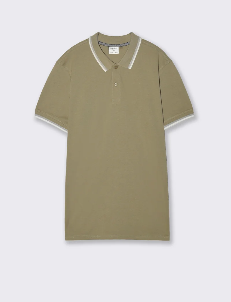 Polo in piquet con contrasti da uomo - Verde salvia