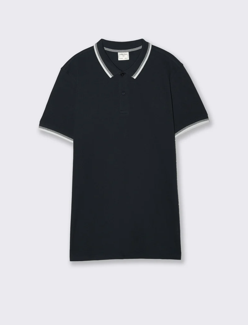Polo in piquet con contrasti da uomo - Blu