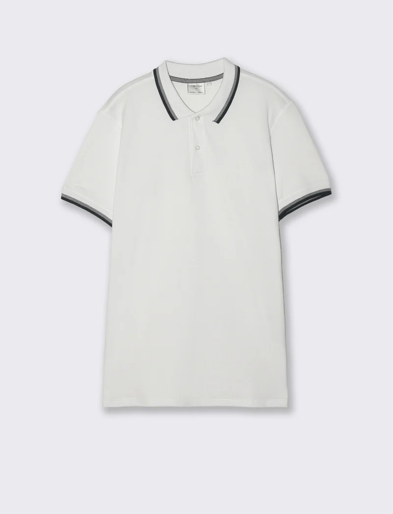 Polo in piquet con contrasti da uomo - Bianco