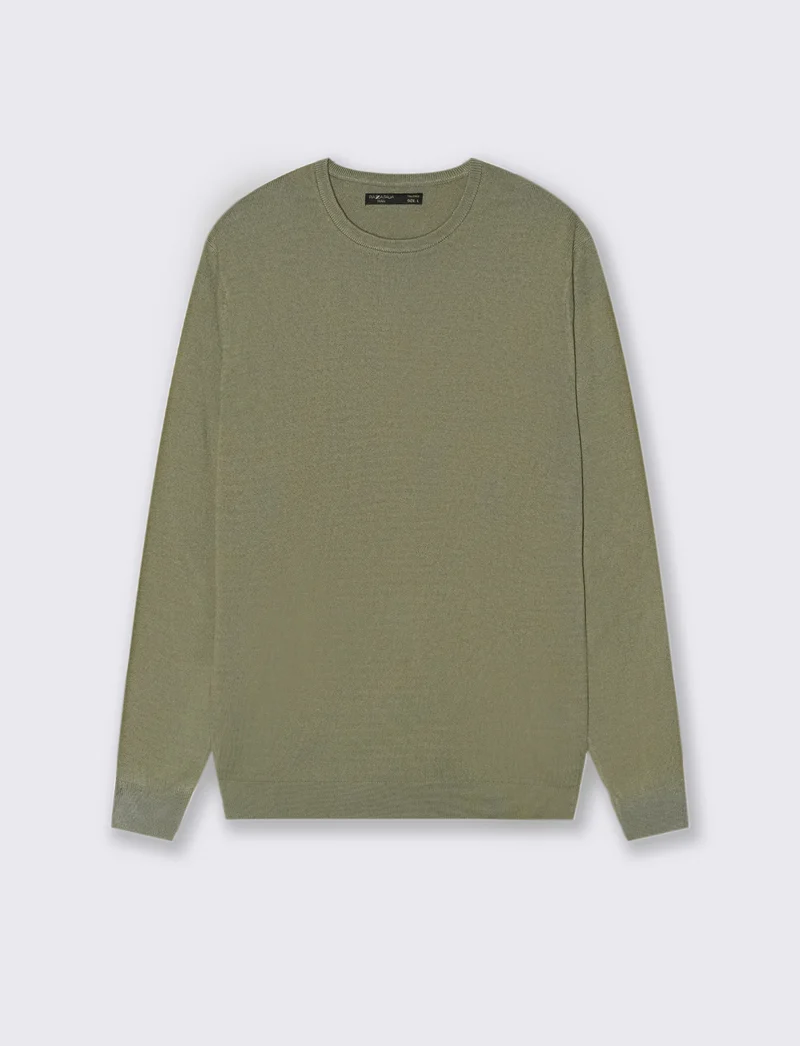 MAGLIA BASIC GIROCOLLO - Verde salvia