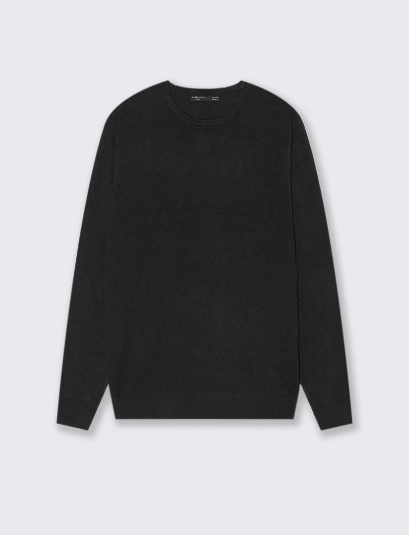MAGLIA BASIC GIROCOLLO - Nero