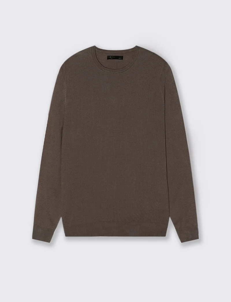 MAGLIA BASIC GIROCOLLO - Moro