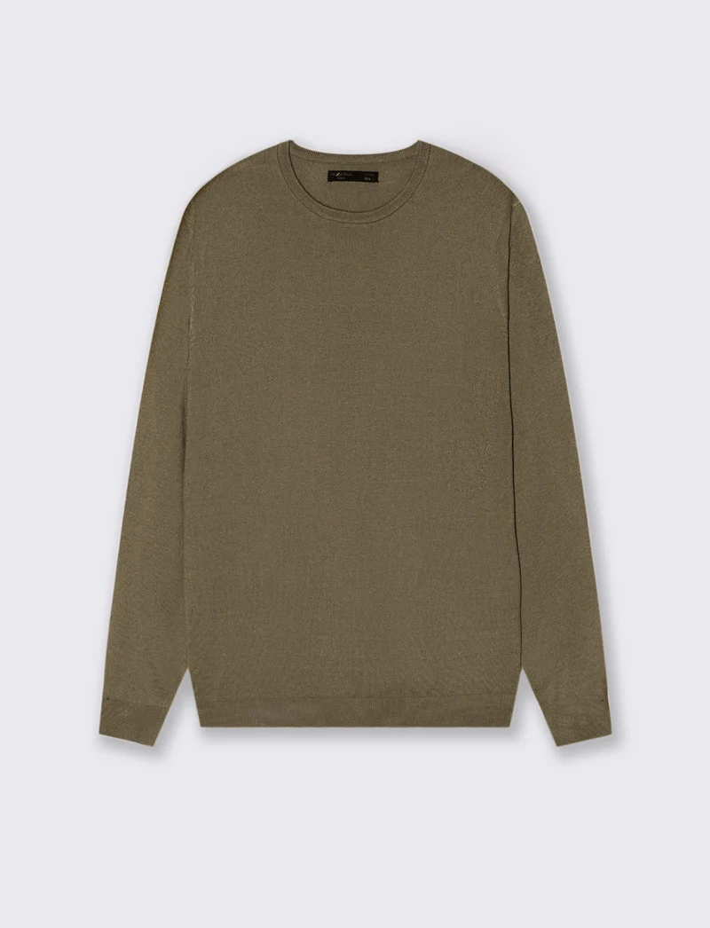 MAGLIA BASIC GIROCOLLO - Verde oliva