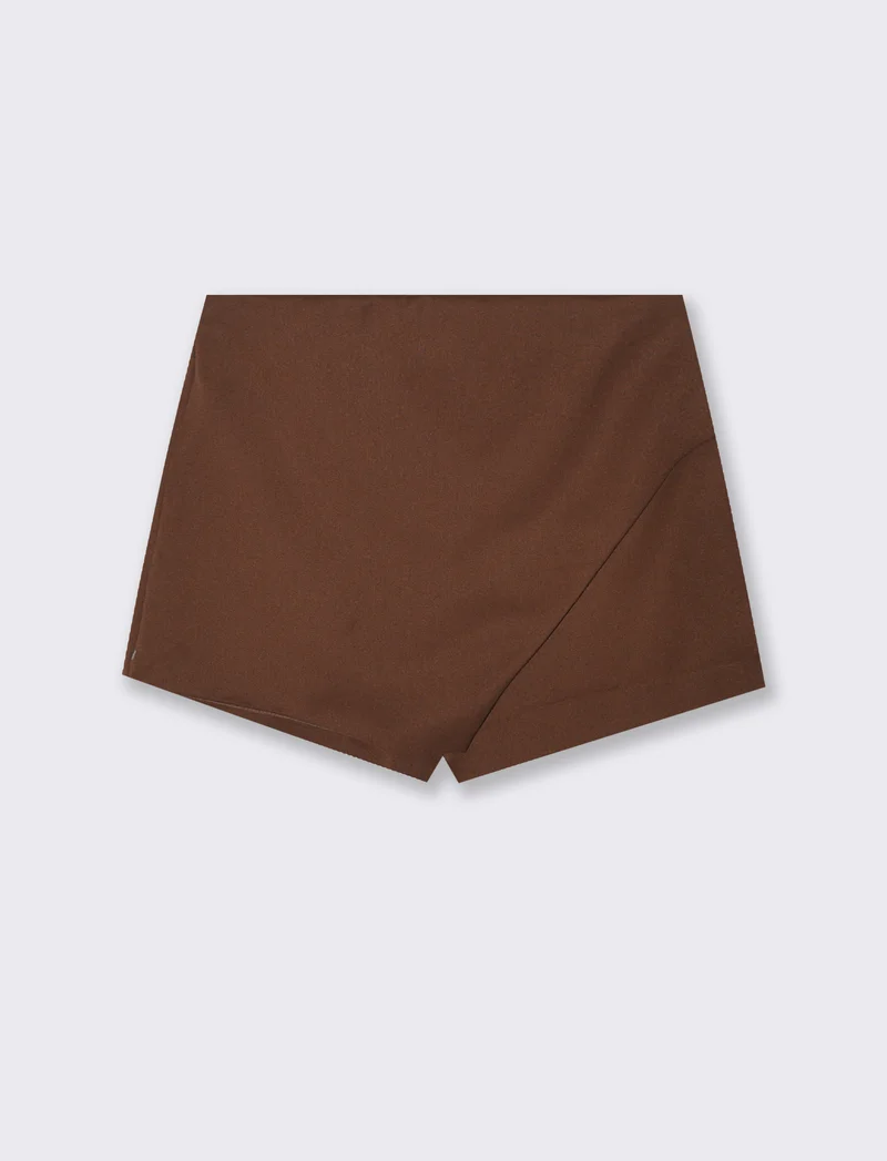SHORT CON PANNELLO DAVANTI - Marrone cioccolato