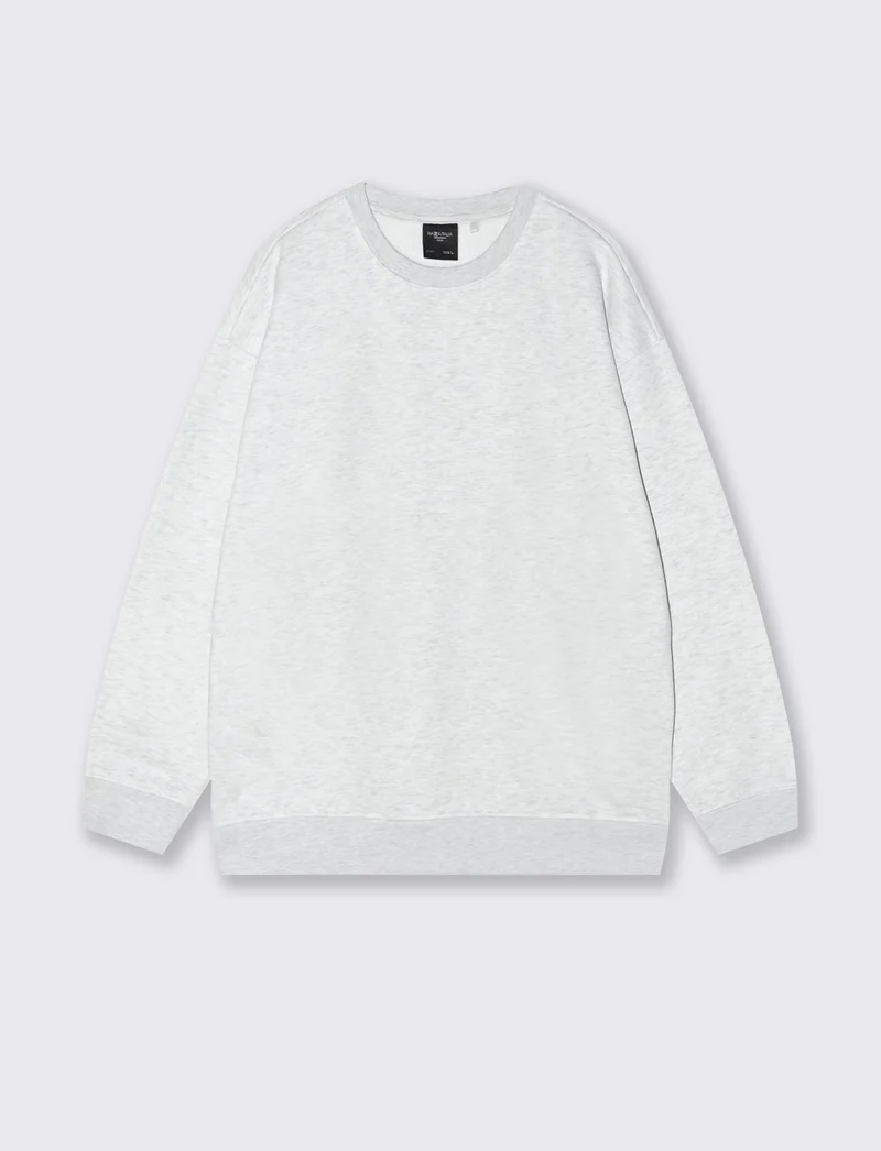 FELPA BASIC GIROCOLLO RELAXED FIT - Grigio mel.