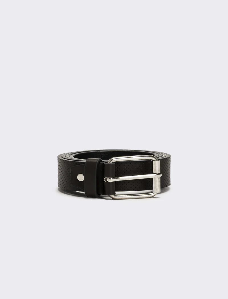 Cintura uomo stampa saffiano - Nero