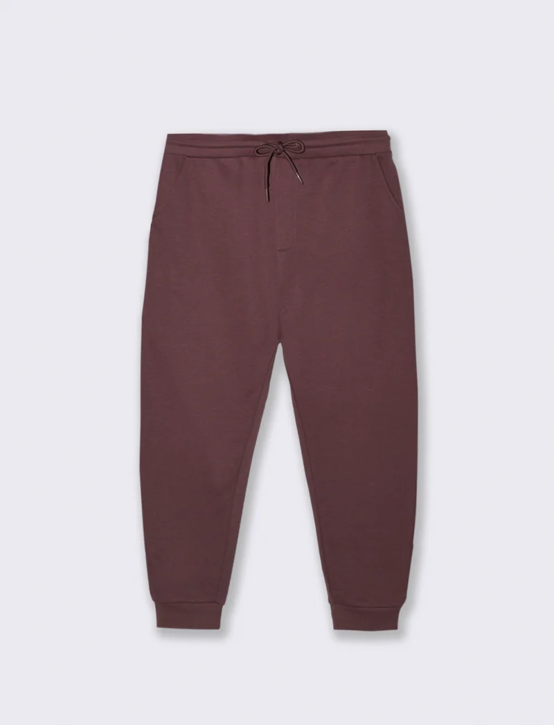 PANTALONI JOGGER BASIC IN FELPA - Bordeaux