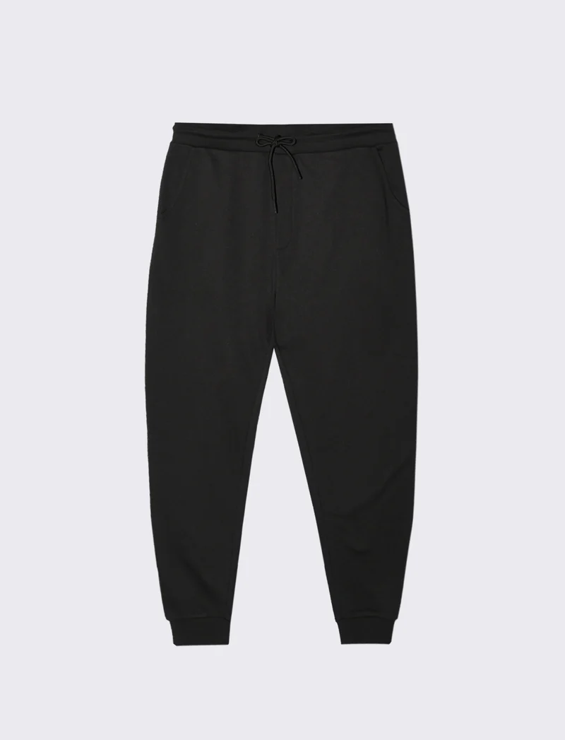 PANTALONI JOGGER BASIC IN FELPA - Nero