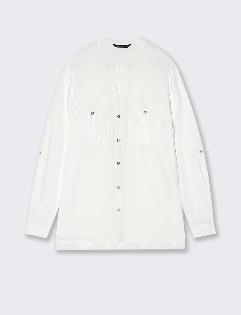 CAMICIA CON TASCHE - Bianco latte