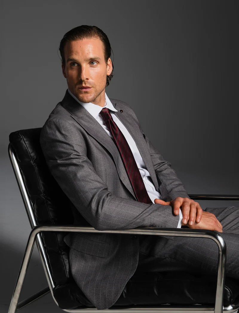 BLAZER A RIGHE DA COMPLETO FORMAL FIT - Grigio fango