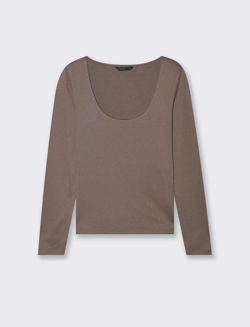 T-SHIRT MANICA LUNGA - Grigio tortora
