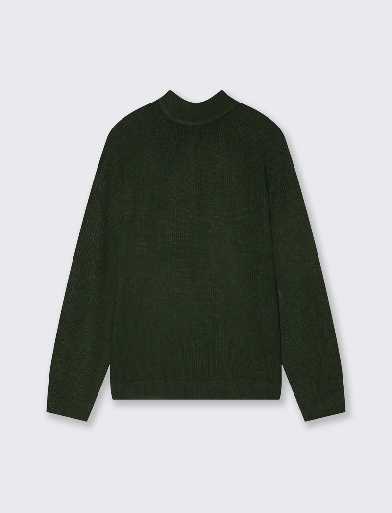 Maglia a coste - Verde bosco