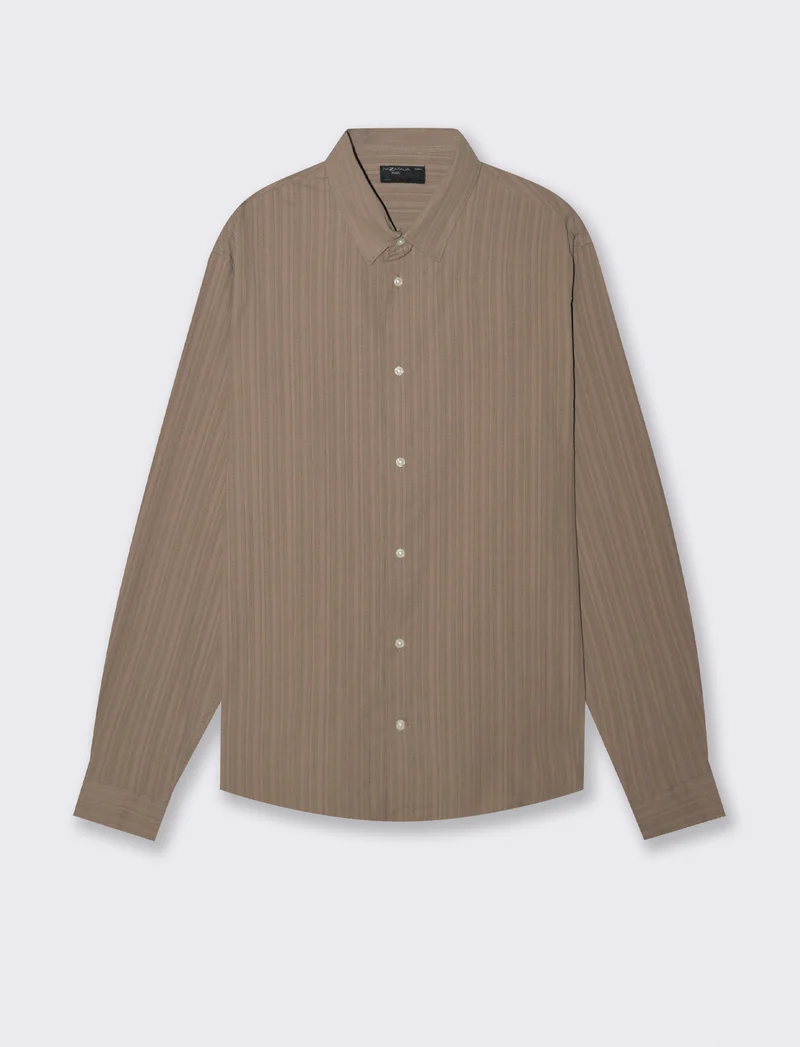 CAMICIA EFFETTO GOFFRATO - Grigio tortora