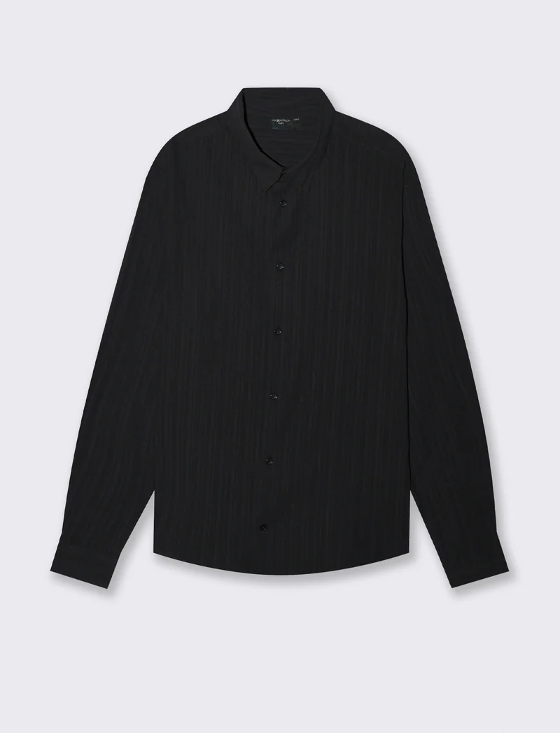 CAMICIA EFFETTO GOFFRATO - Nero