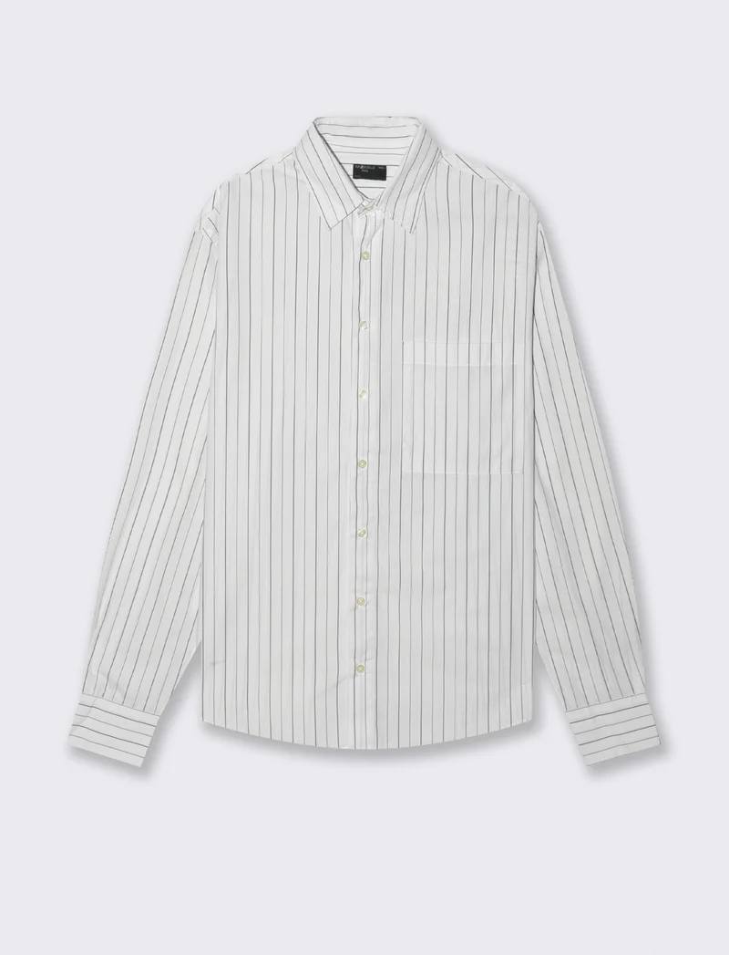 CAMICIA FANTASIA A RIGHE - Bianco