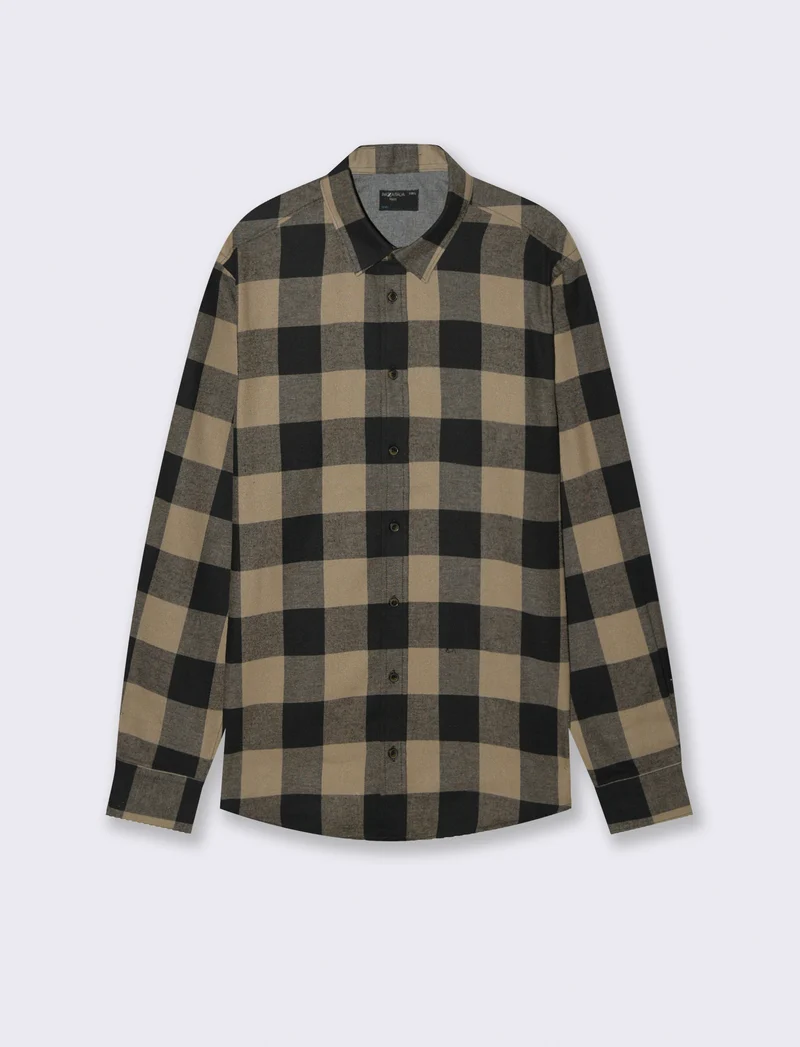 CAMICIA A QUADRI IN FLANELLA - Verde kaki