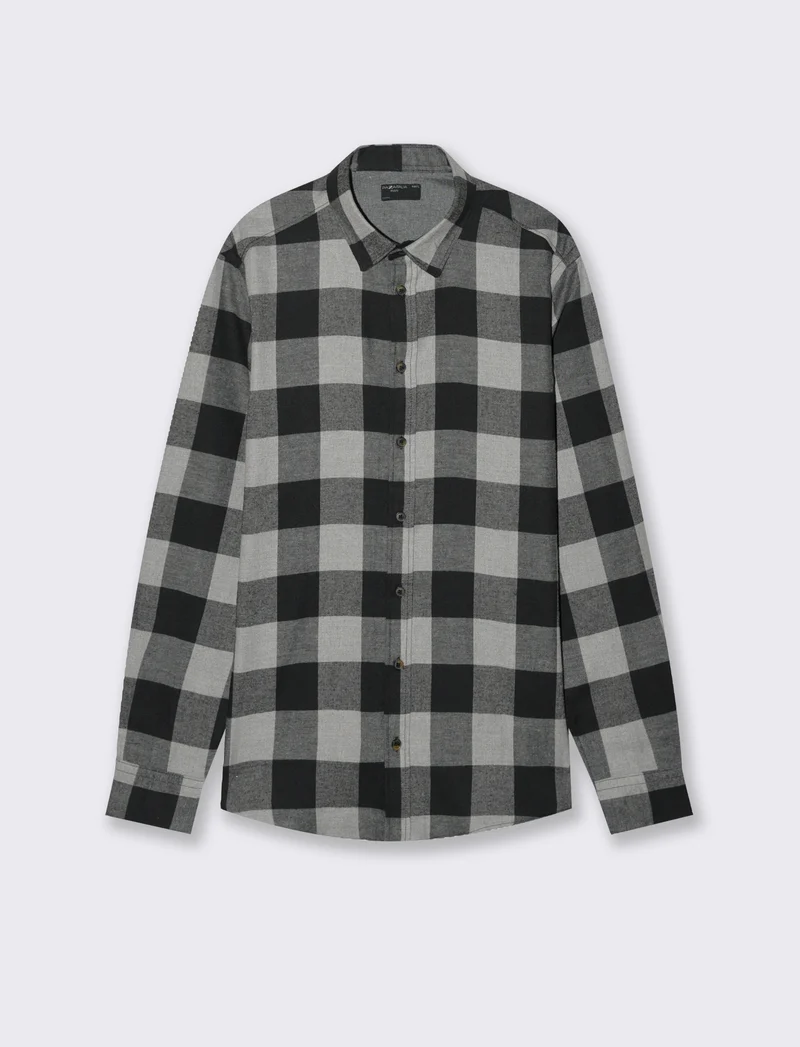 CAMICIA A QUADRI IN FLANELLA - Grigio mel.