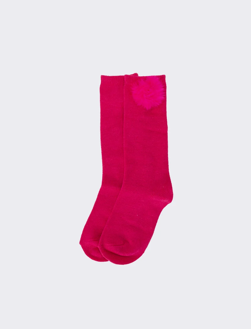 Calzino bambina con pon pon 1 paio - Rosa