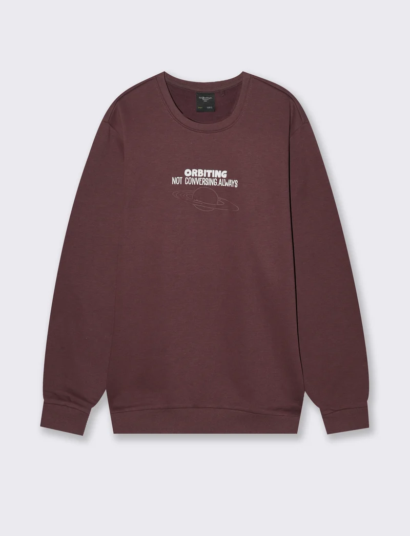 FELPA MISTO COTONE CON STAMPA - Bordeaux
