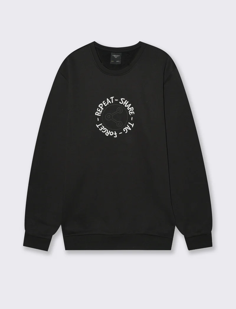 FELPA MISTO COTONE CON STAMPA - Nero