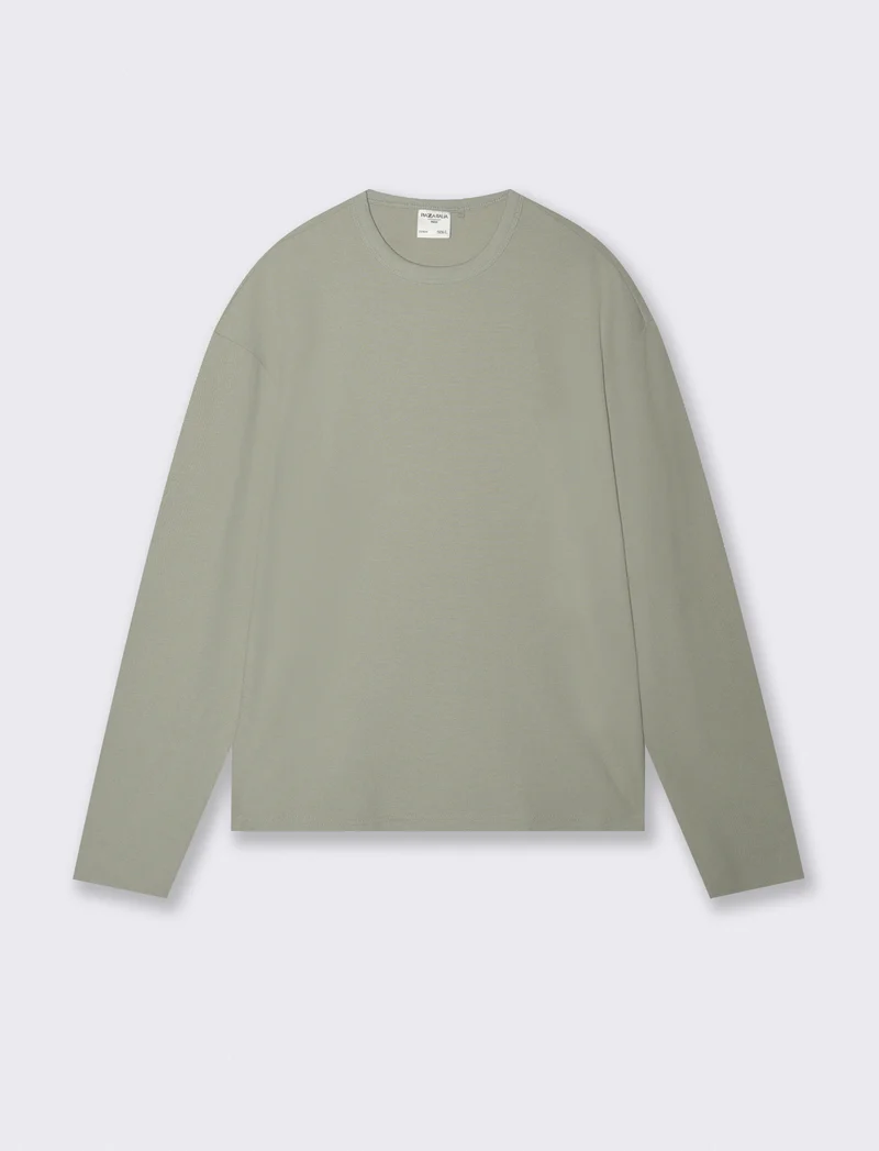 T-SHIRT IN MICRO WAFFLE REGULAR FIT - Verde salvia