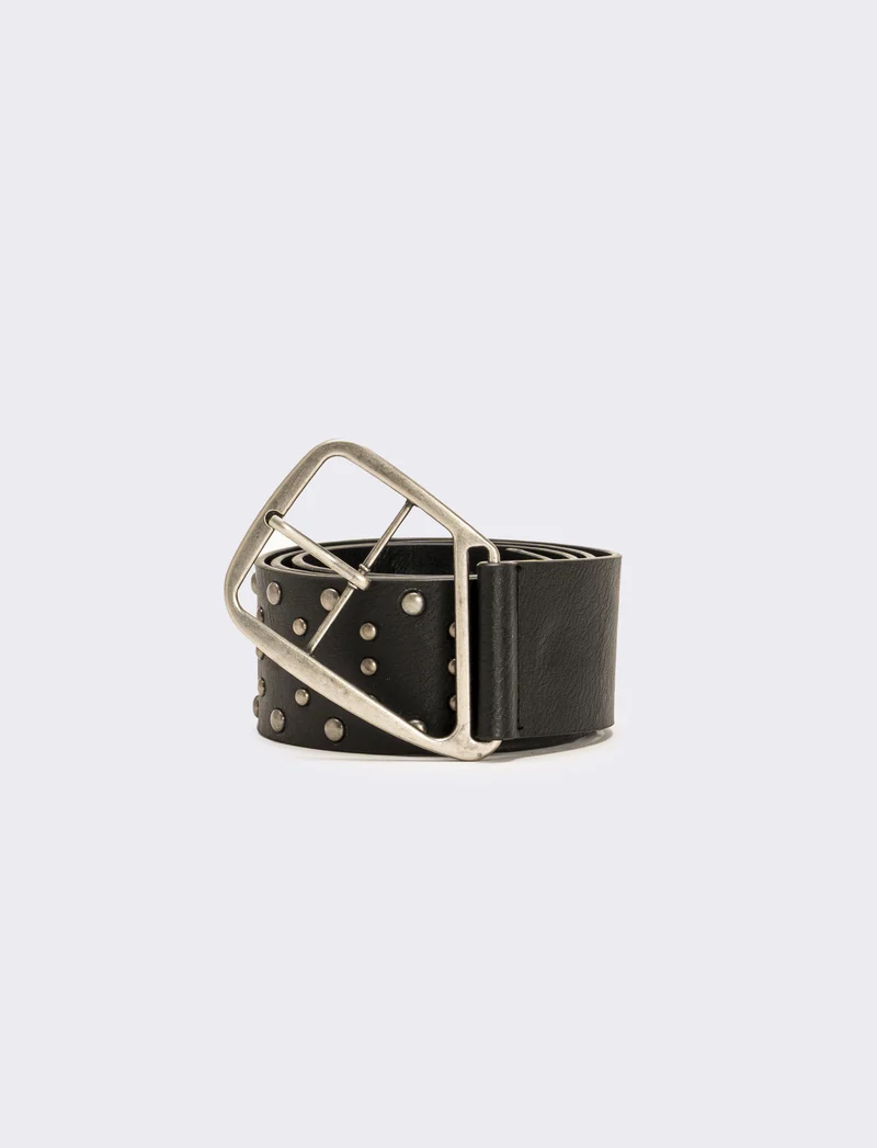 Cintura donna h 5 cm con borchiette - Nero