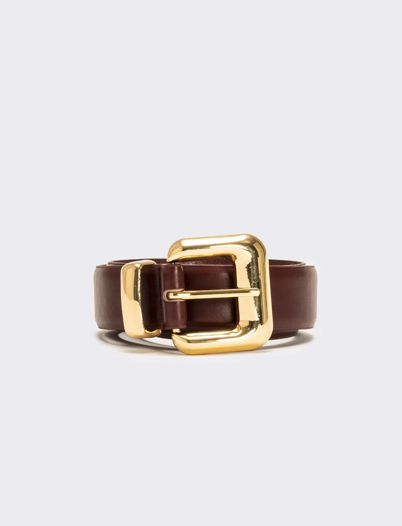 Cintura donna basic con passante in metallo - Bordeaux