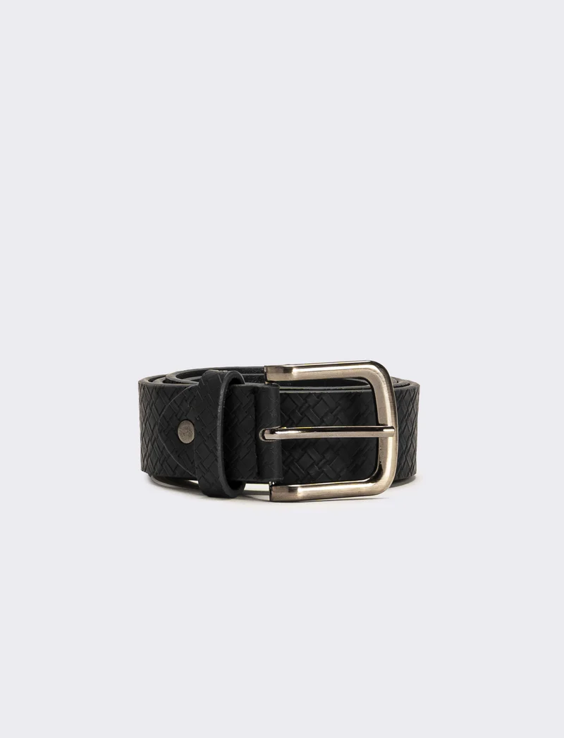 Cintura uomo stampa intrecciata h 3,5 cm - Nero