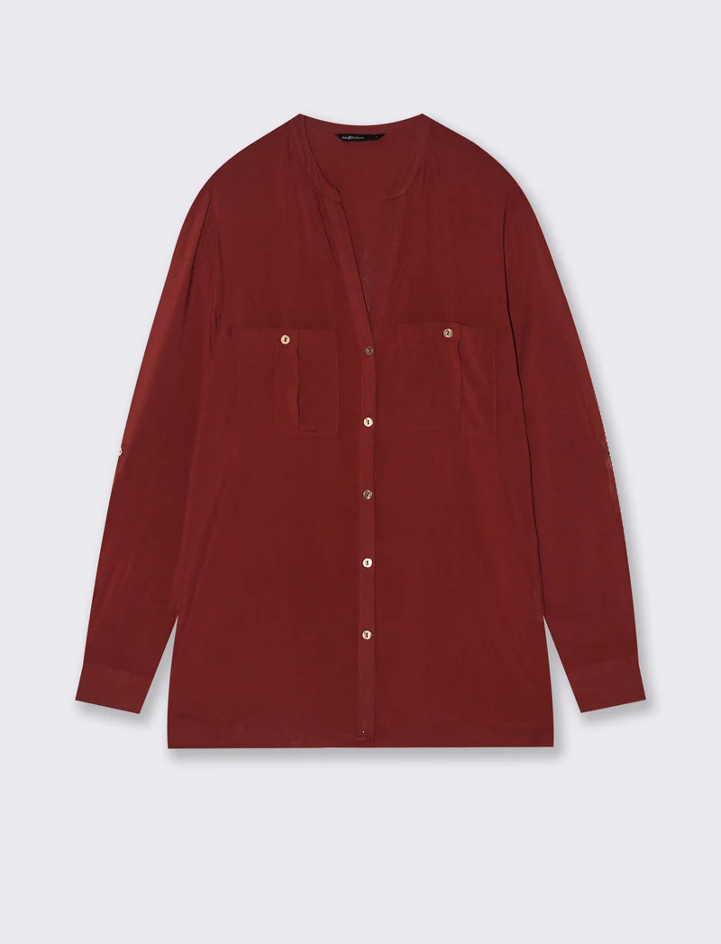 CAMICIA CON TASCHE - Marrone bruciato