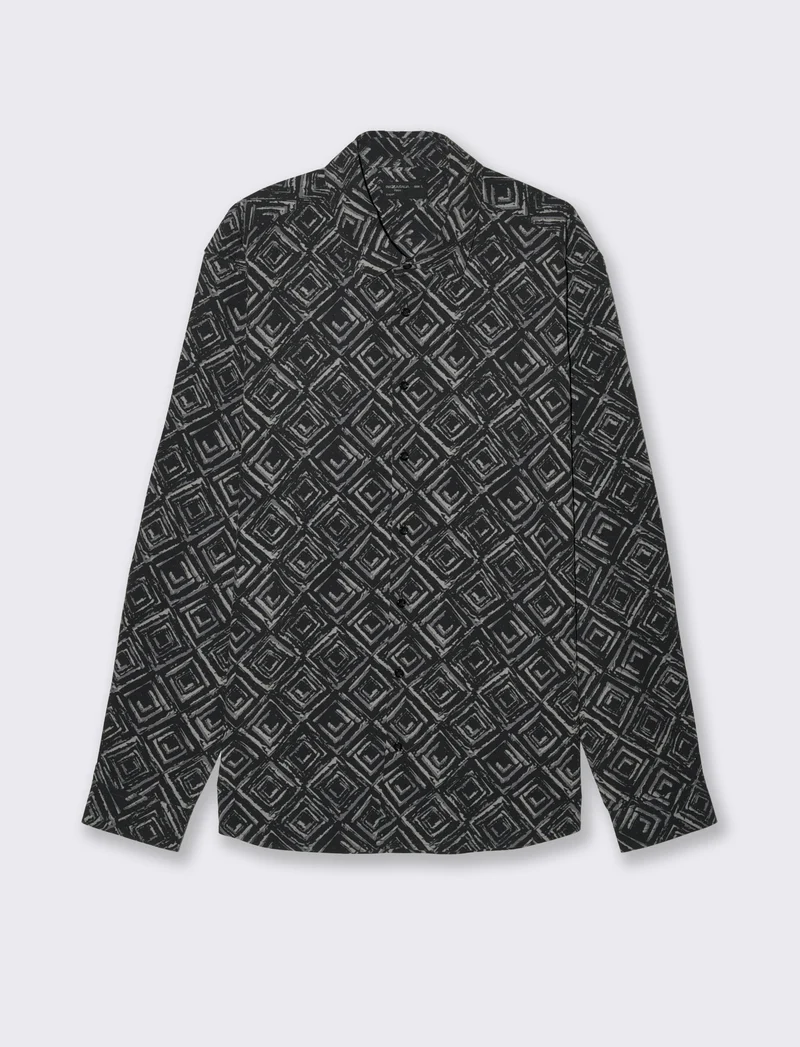 CAMICIA SOFT FIT FANTASIA ASTRATTA - Nero