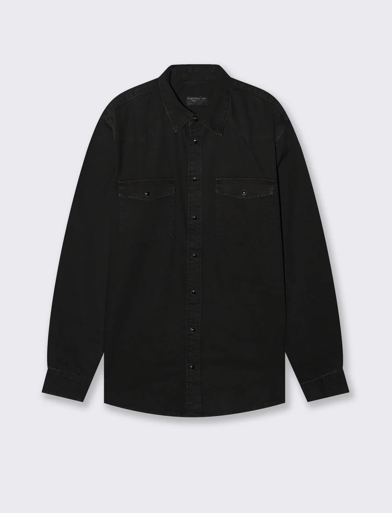 CAMICIA IN DENIM - Nero