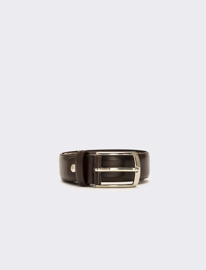 Cintura bombata liscia 3,5 cm uomo - Marrone
