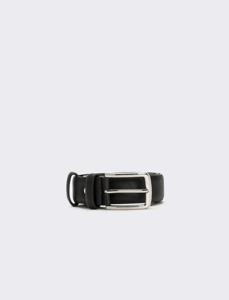 Cintura uomo liscia 3,5 cm - Nero