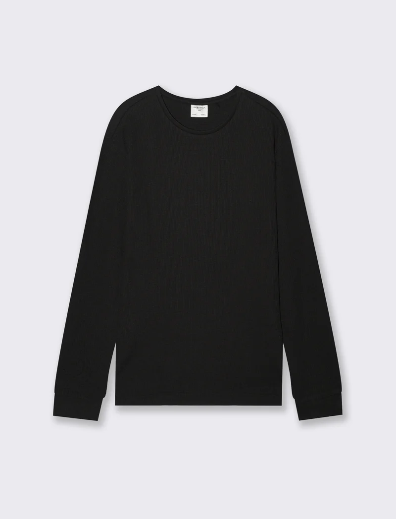 T-SHIRT IN WAFFLE SLIM FIT - Nero