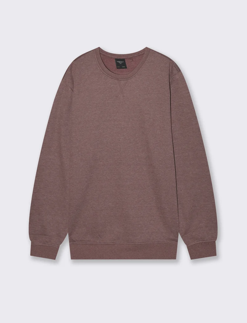 FELPA GIROCOLLO BASIC MELANGE - Bordeaux