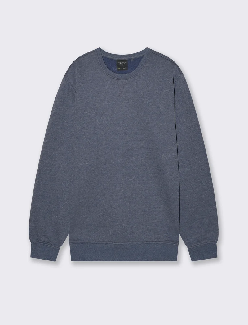 FELPA GIROCOLLO BASIC MELANGE - Blu