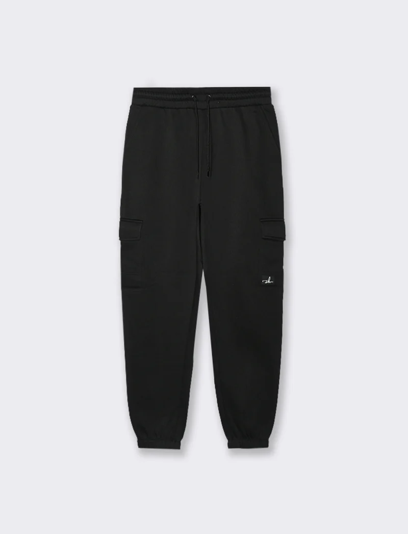 PANTALONI IN FELPA CON TASCONI - Nero