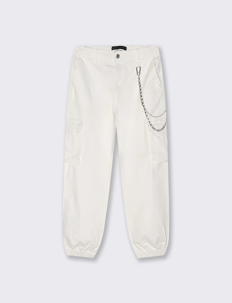 PANTALONE CARGO - Bianco latte