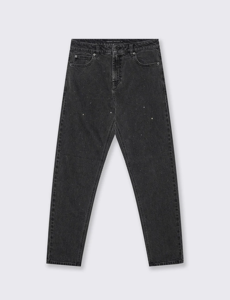 JEANS CON STRASS - Nero