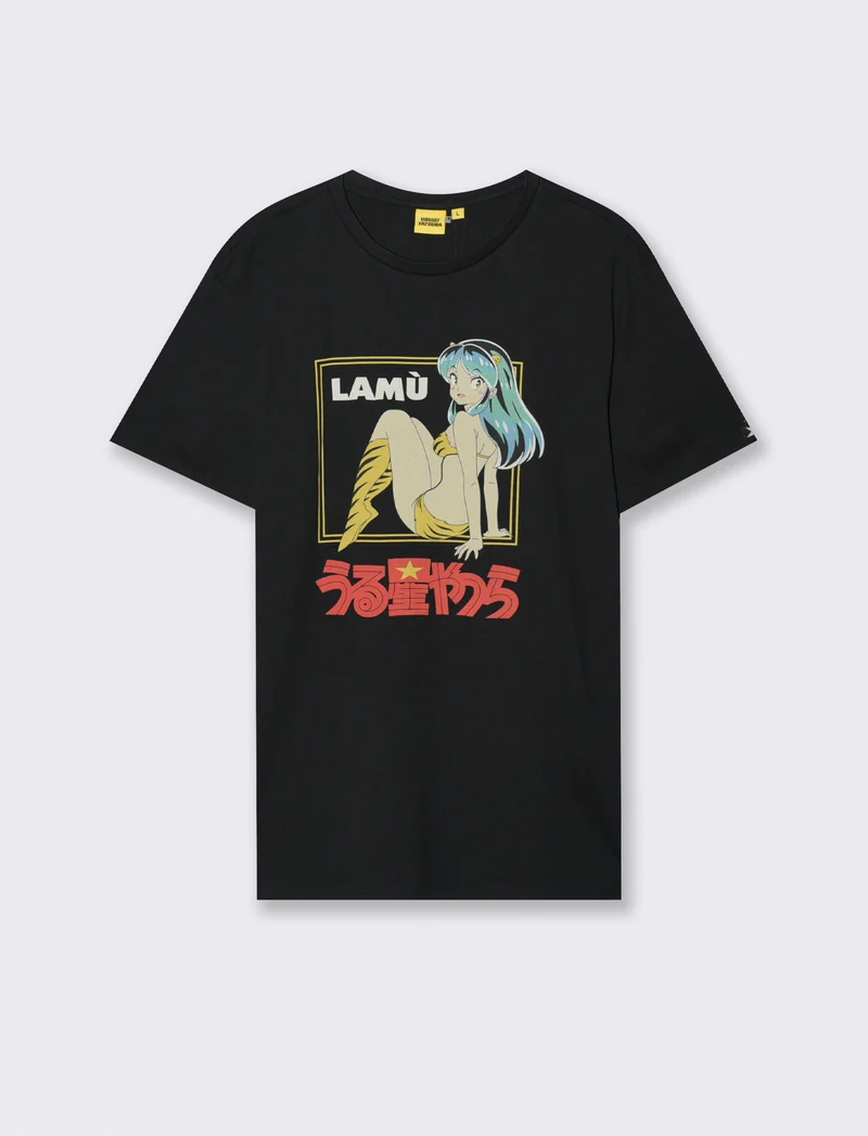 T-SHIRT STAMPA LAMU' - Nero