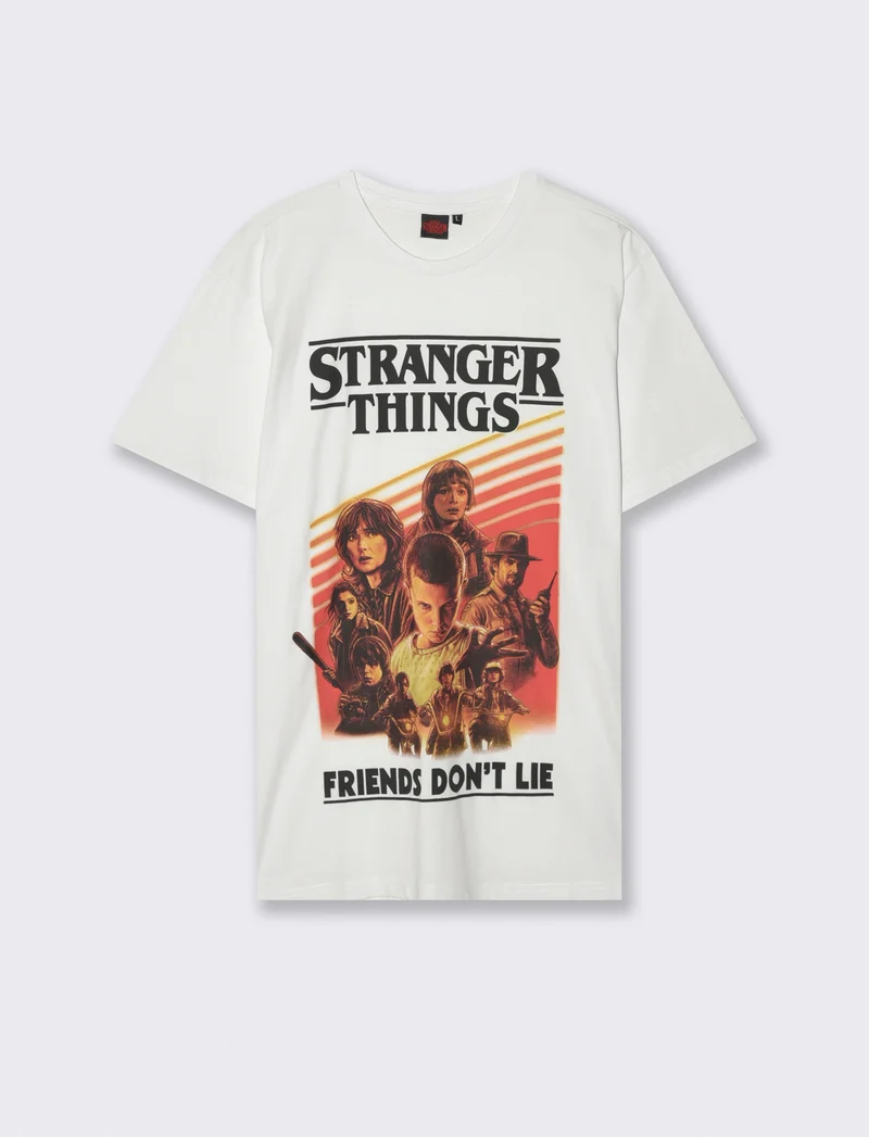 T-SHIRT STAMPA STRANGER THINGS - Bianco