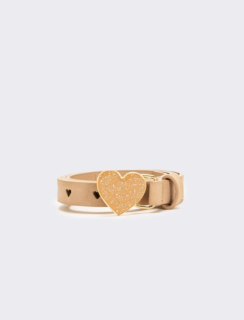 Cintura fibbia cuoricino glitter - Rosa