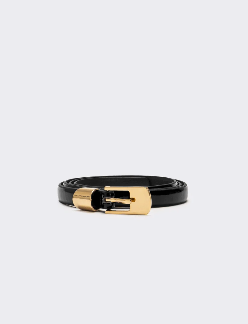 Cintura donna sottile in vernice - Nero