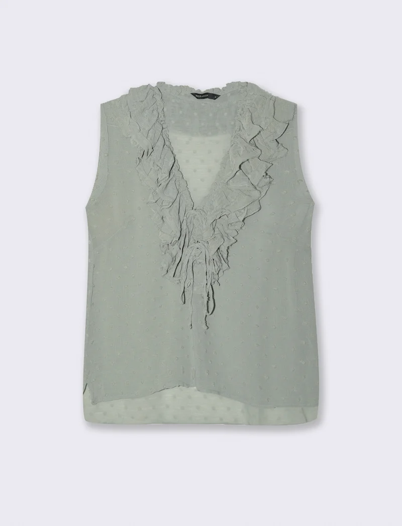 TOP CON ROUCHES - Verde foresta