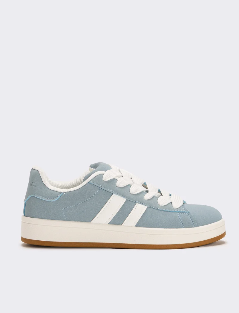 Sneakers con lacci larghi da donna - Celeste