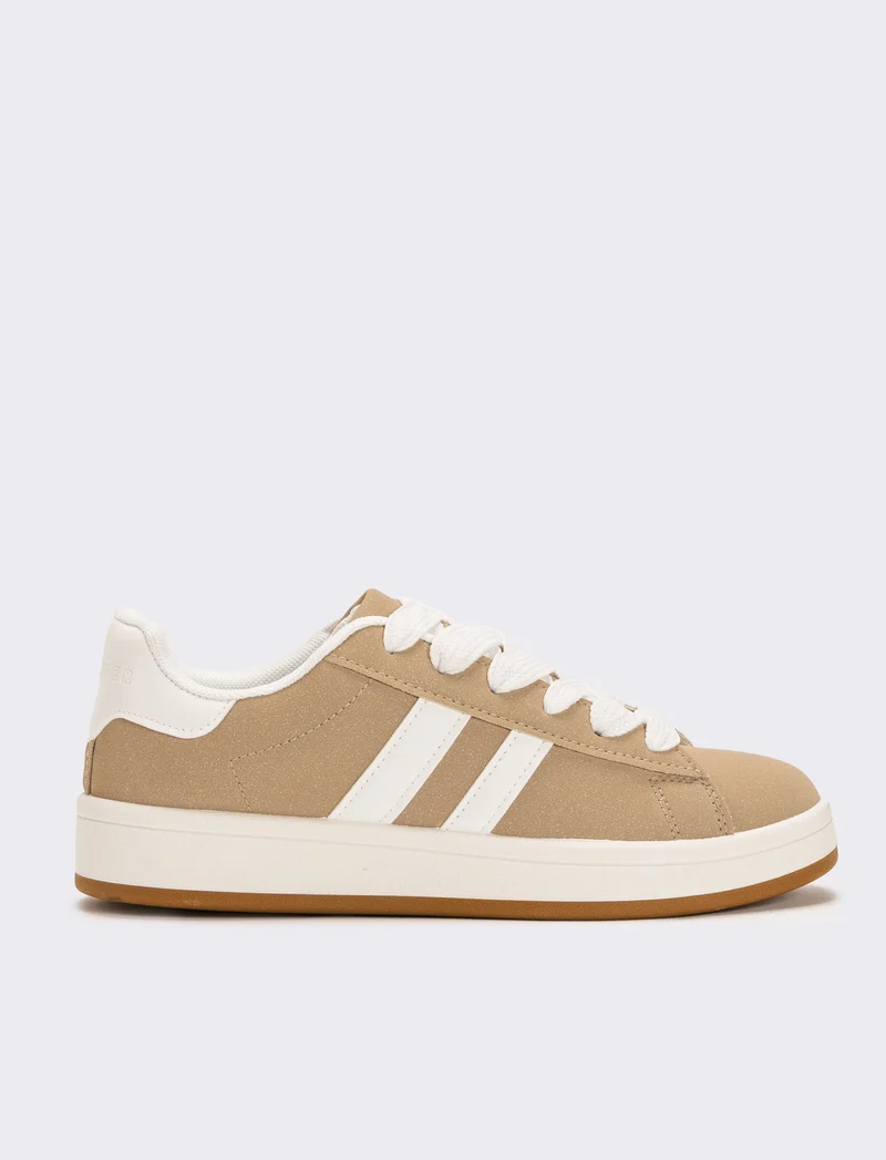 Sneakers con lacci larghi da donna - Beige