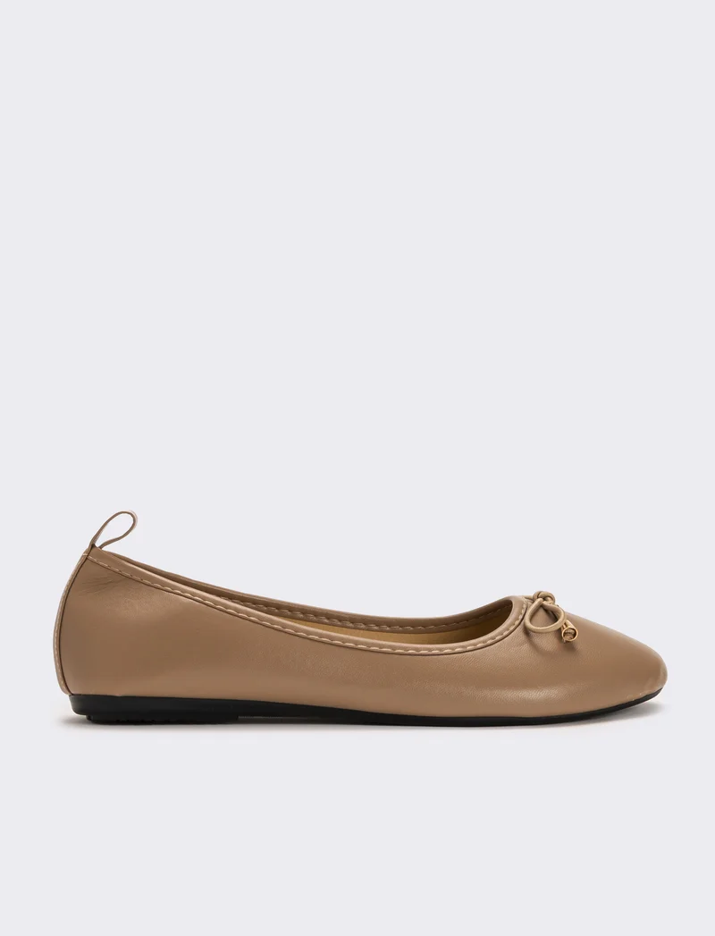 Ballerina con fiocco da donna - Grigio fango