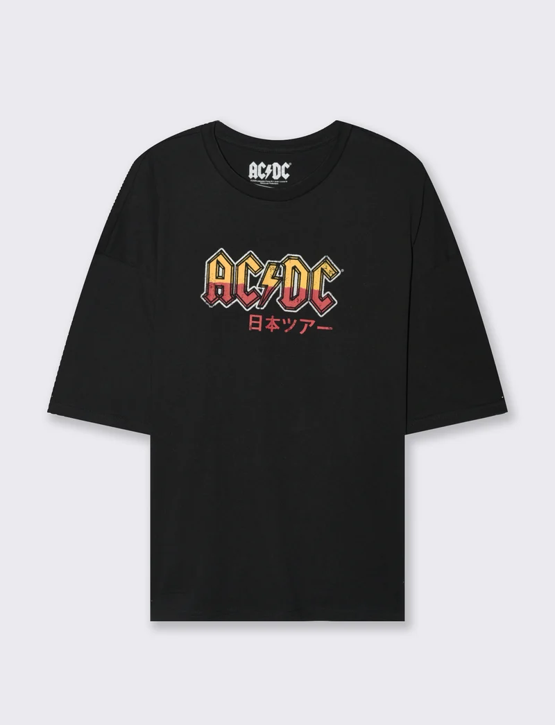 T-SHIRT STAMPA AC DC - Nero