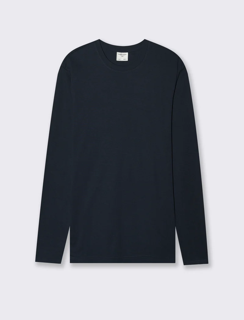 T-SHIRT BASIC A COSTE SLIM FIT - Blu